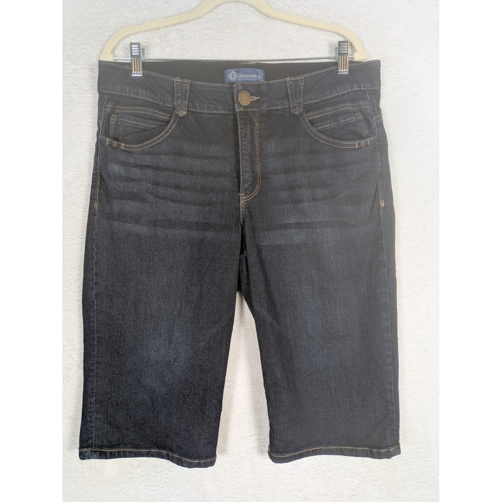 Democracy Bermuda Shorts Women's 12 Dark Wash Ab'solution Hidden Elastic Waist
